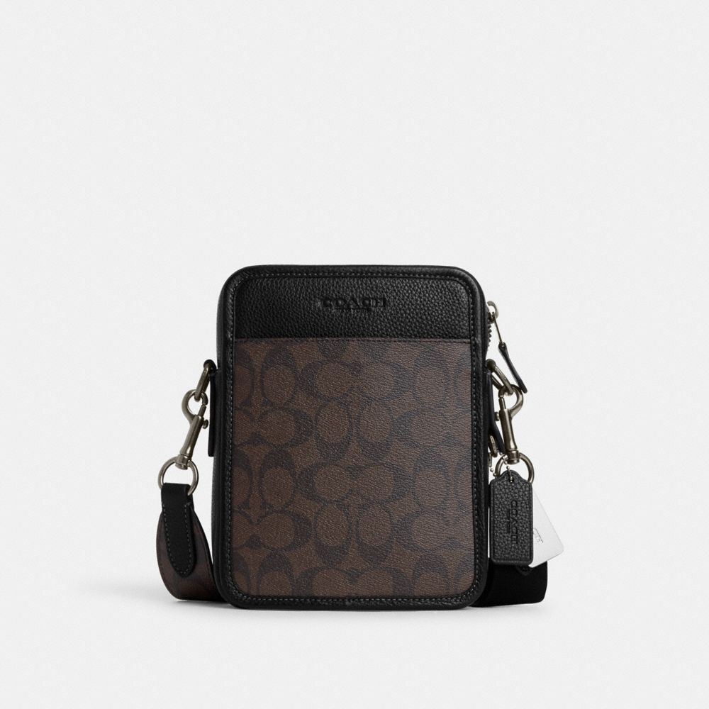 Coach Sullivan Signature Crossbody Man Bag In Signature Black