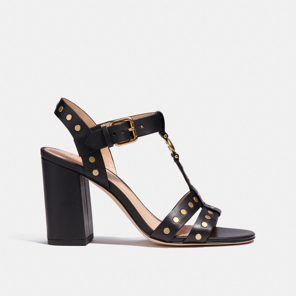 COACH®,MARGARET SANDAL,Black,Angle View