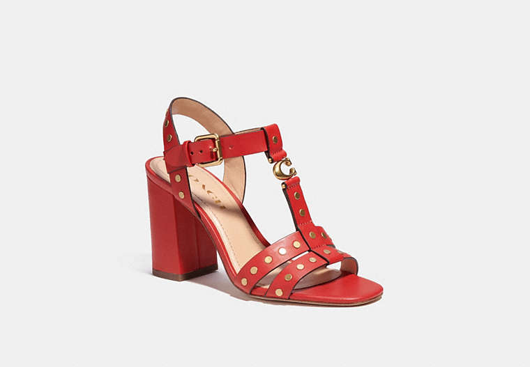 COACH®,MARGARET SANDAL,Leather,Sports Red,Front View