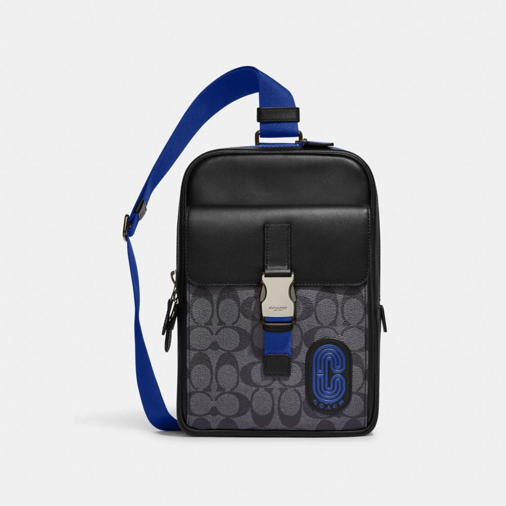 New Coach Disney Track Backpack In Signature Canvas With Patches
