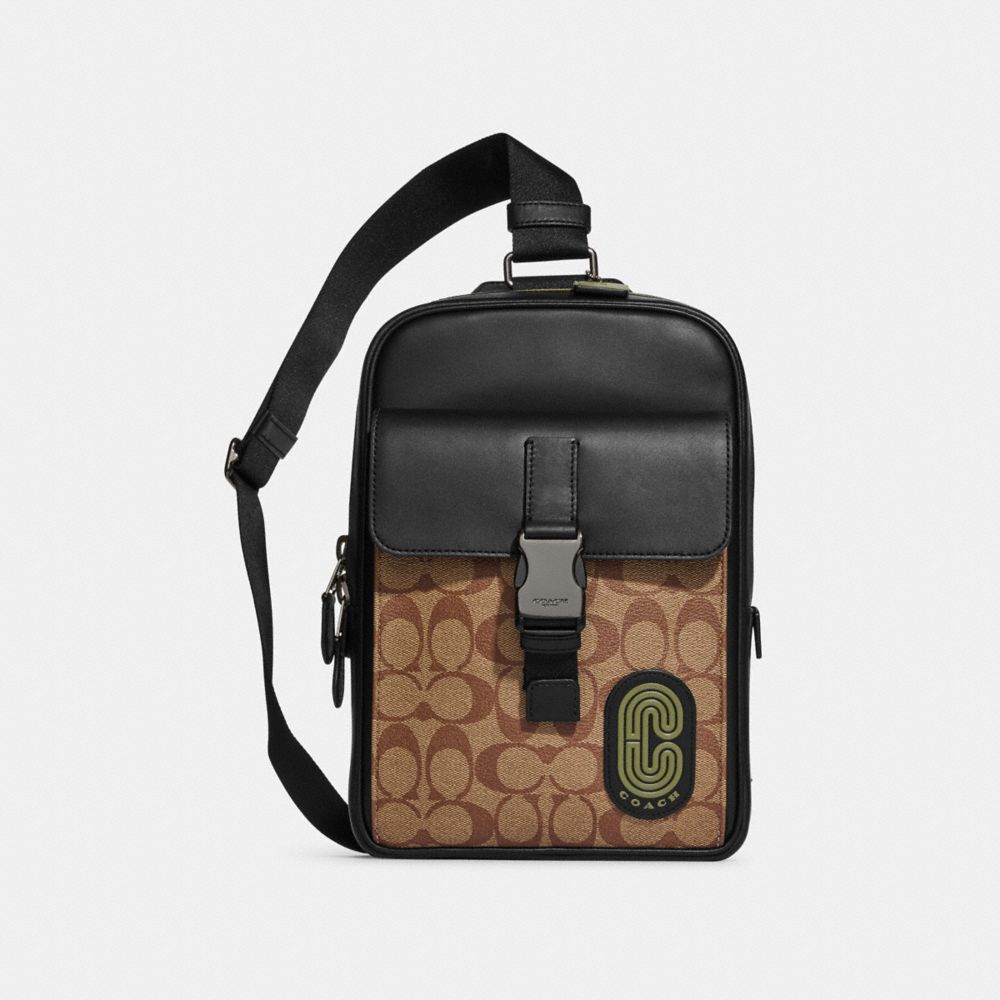COACH® GB | Track Pack In Signature Canvas With Coach Patch