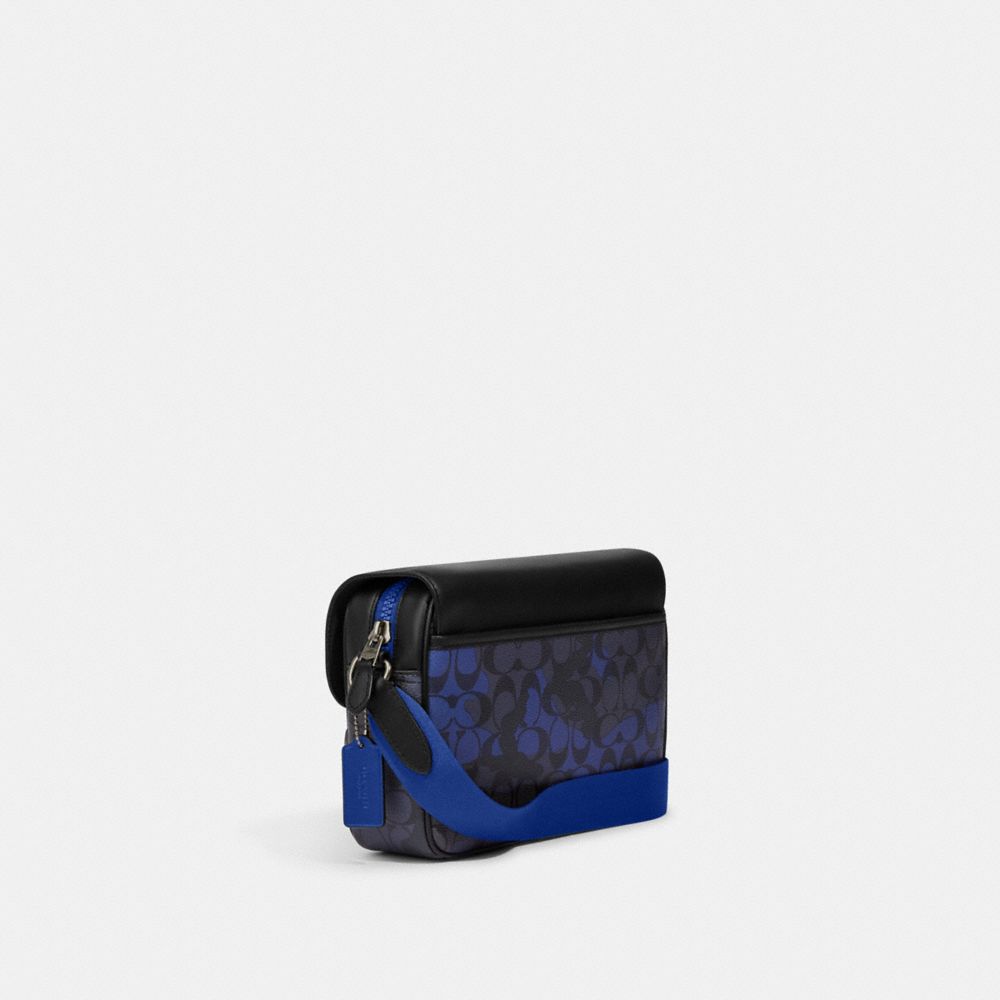 COACH®,Track Crossbody Bag In Signature Canvas With Camo Print And Coach Patch,,Angle View