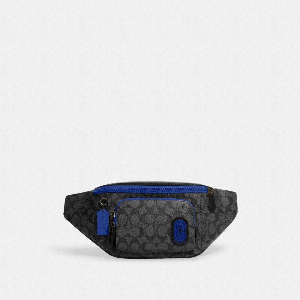 COACH®  Track Belt Bag In Signature Canvas With Coach Patch