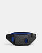 COACH®,TRACK BELT BAG IN SIGNATURE CANVAS WITH COACH PATCH,Signature Coated Canvas,Large,Gunmetal/Charcoal/Sport Blue,Front View