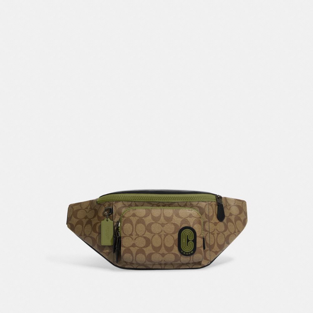 COACH Track Belt Bag In Signature Canvas With Coach Patch