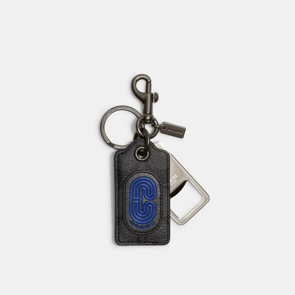 COACH®  Bottle Opener Key Fob In Signature Canvas