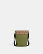 COACH®,TRACK SMALL FLAP CROSSBODY IN COLORBLOCK SIGNATURE CANVAS,Signature Coated Canvas,Small,Black Antique Nickel/Khaki/Olive Green,Back View