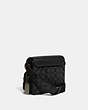 COACH®,SULLIVAN FLAP CROSSBODY BAG IN BLOCKED SIGNATURE CANVAS,Signature Coated Canvas,Medium,Gunmetal/Khaki/Charcoal,Angle View