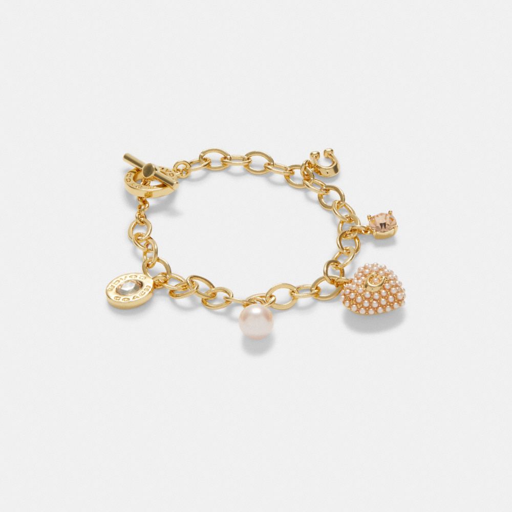 Pearl Heart Charm Bracelet