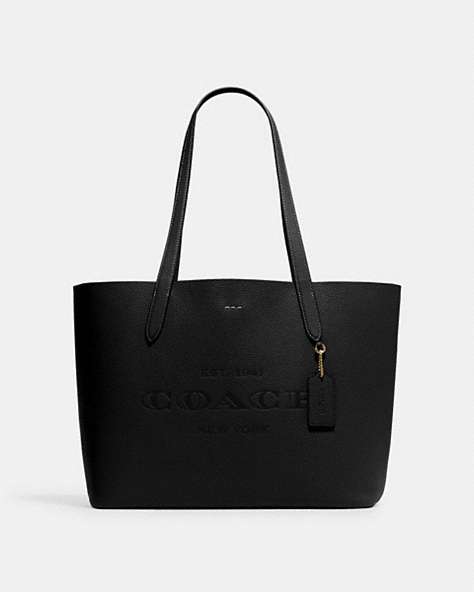 COACH®,CAMERON TOTE,Pebbled Leather,X-Large,Everyday,Gold/Black,Front View
