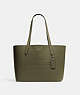 COACH®,CAMERON TOTE,Cuir galet,Argent/Olive terne,Front View