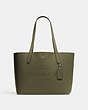 COACH®,CAMERON TOTE,Pebbled Leather,X-Large,Everyday,Silver/Olive Drab,Front View
