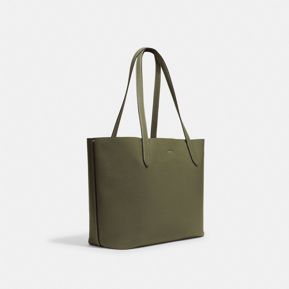 COACH®,CAMERON TOTE BAG,Pebbled Leather,Large,Everyday,Silver/Olive Drab,Angle View