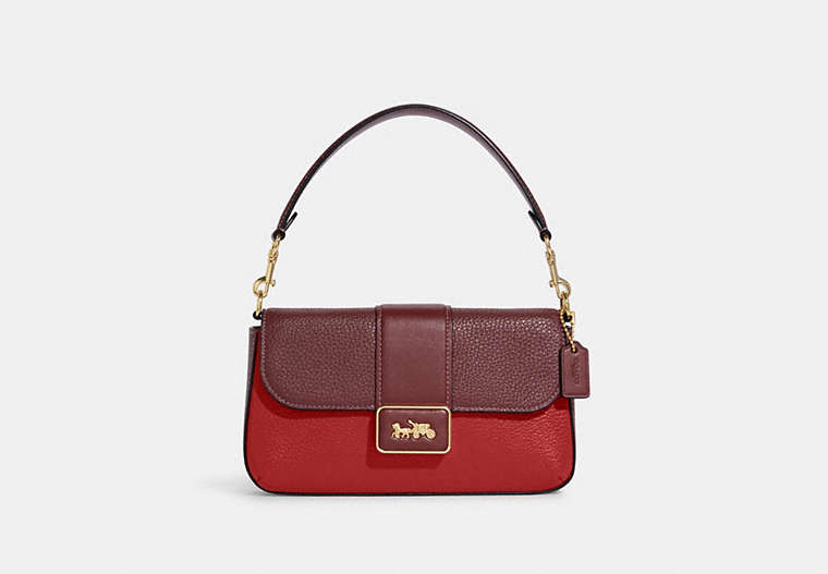 COACH®,Tissu/Cuir,Or/Rouge Pomme Multi,Front View