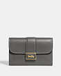 COACH®,MEDIUM GRACE WALLET,Pebbled Leather,Mini,Gold/Granite,Front View