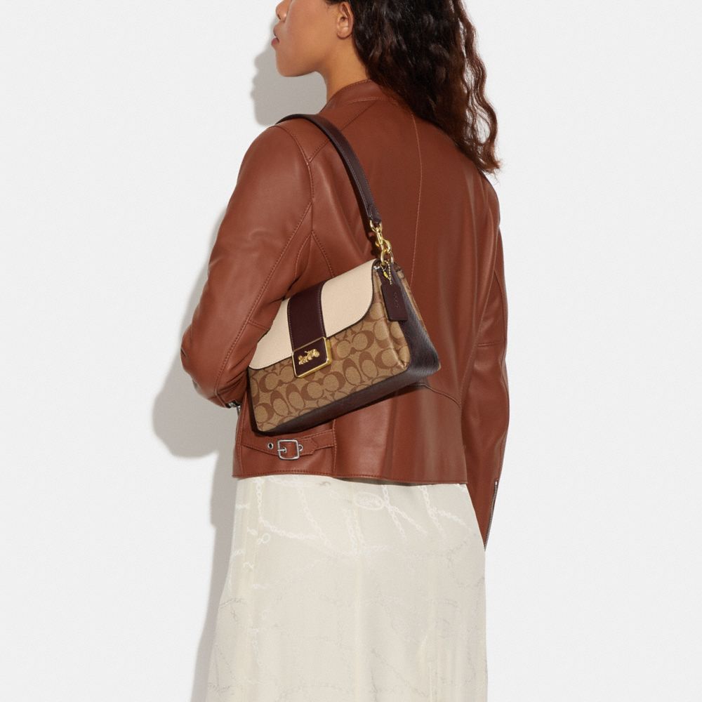 Textured Leather Grace Shoulder Bag with Side Zip Size unica