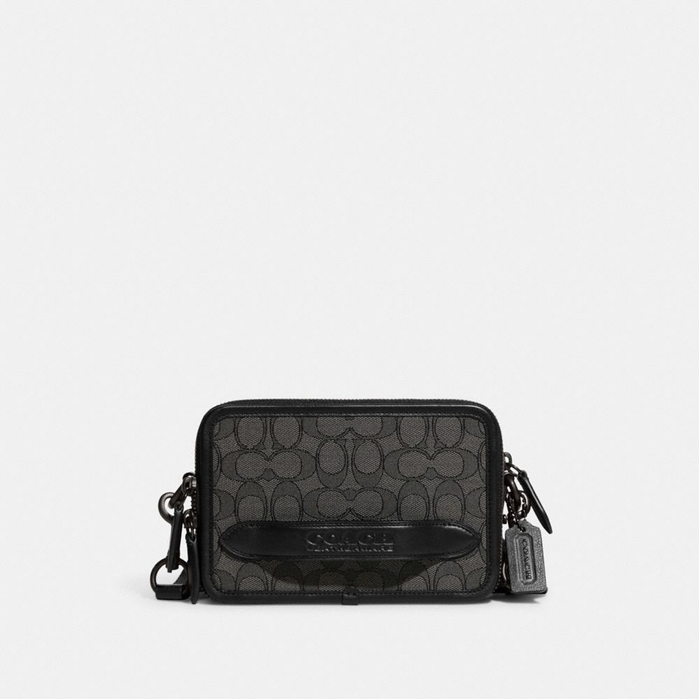 COACH®,CHARTER CROSSBODY IN SIGNATURE JACQUARD,Signature Jacquard,Mini,Charcoal/Black,Front View image number 0