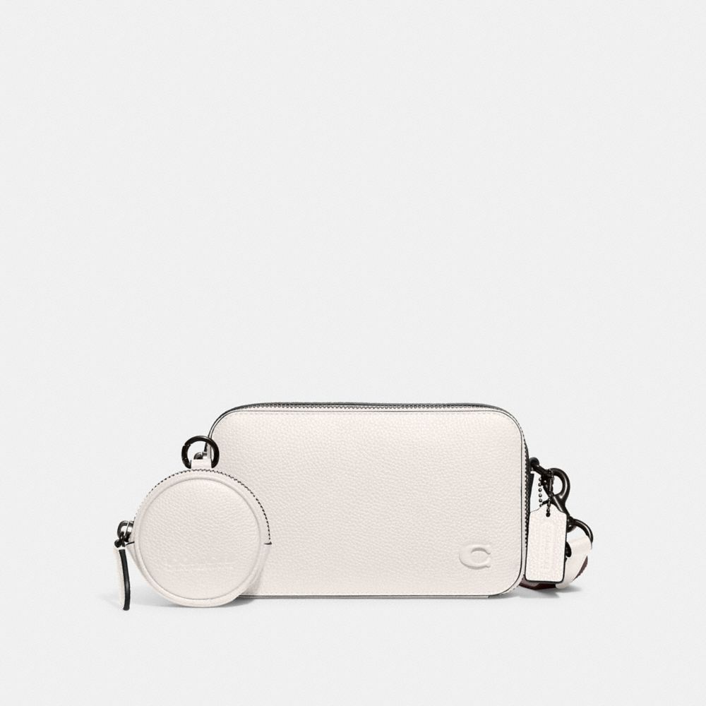 COACH®,CHARTER SLIM CROSSBODY,Polished Pebble Leather,Chalk,Front View