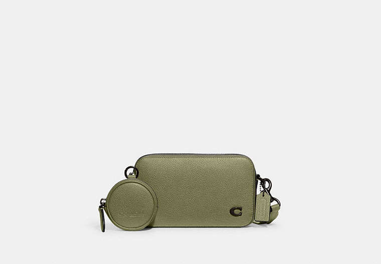 COACH®,CHARTER SLIM CROSSBODY,Polished Pebble Leather,Mini,Moss,Front View image number 0