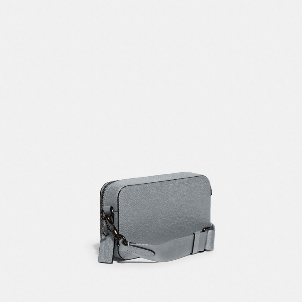 COACH®,Charter Slim Crossbody Bag,Leather,Coin,Crossbody,Embossed,Logo,Metal,Casual,Gray,Angle View