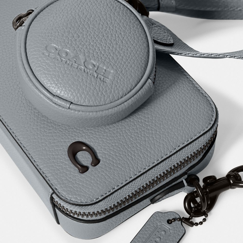 Shop Coach Charter Slim Crossbody Bag In Grey Blue