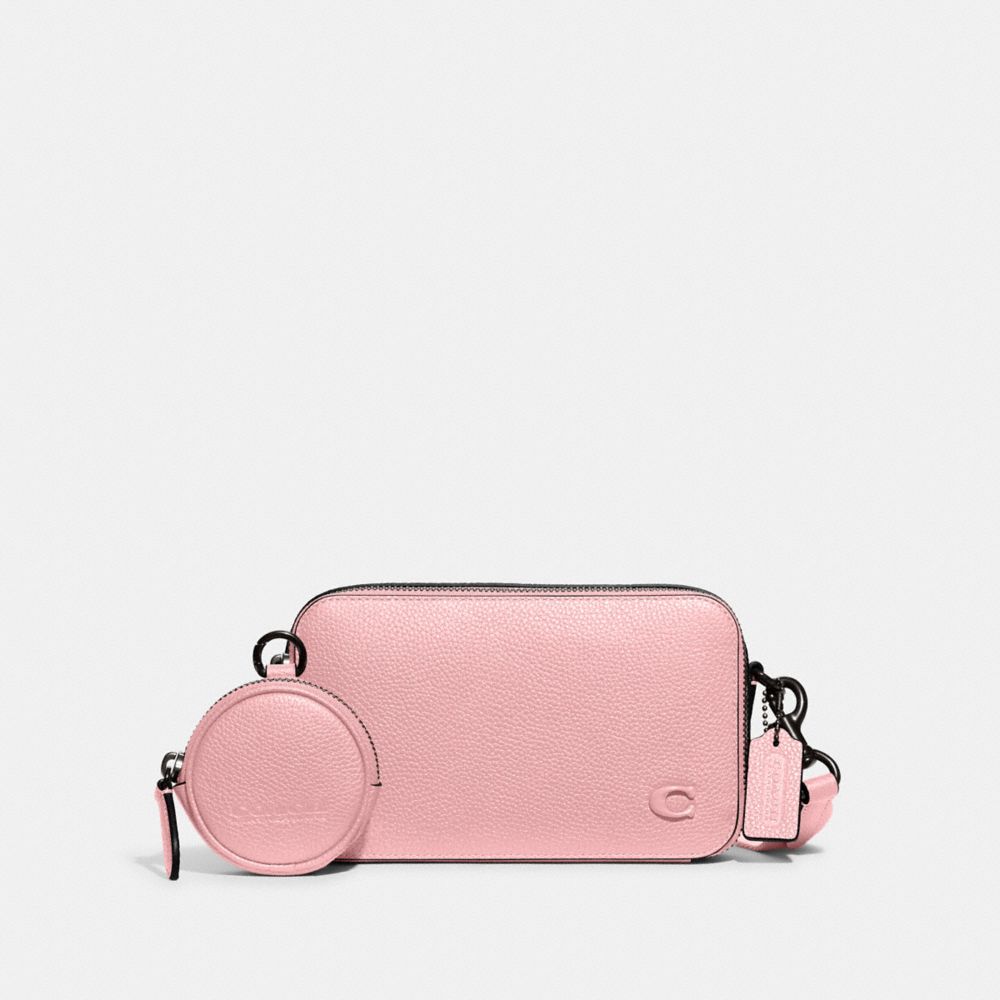 COACH®,CHARTER SLIM CROSSBODY,Polished Pebble Leather,Mini,Bubblegum,Front View