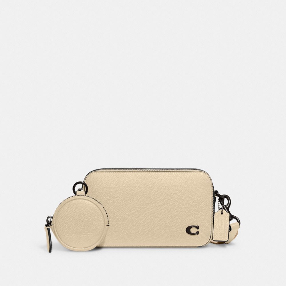 COACH®,CHARTER SLIM CROSSBODY,Polished Pebble Leather,Mini,Ivory,Front View