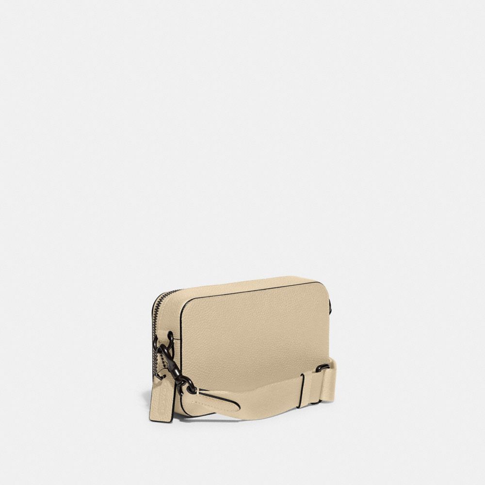COACH®,Charter Slim Crossbody Bag,Leather,Coin,Crossbody,Embossed,Logo,Metal,Casual,Beige,Angle View