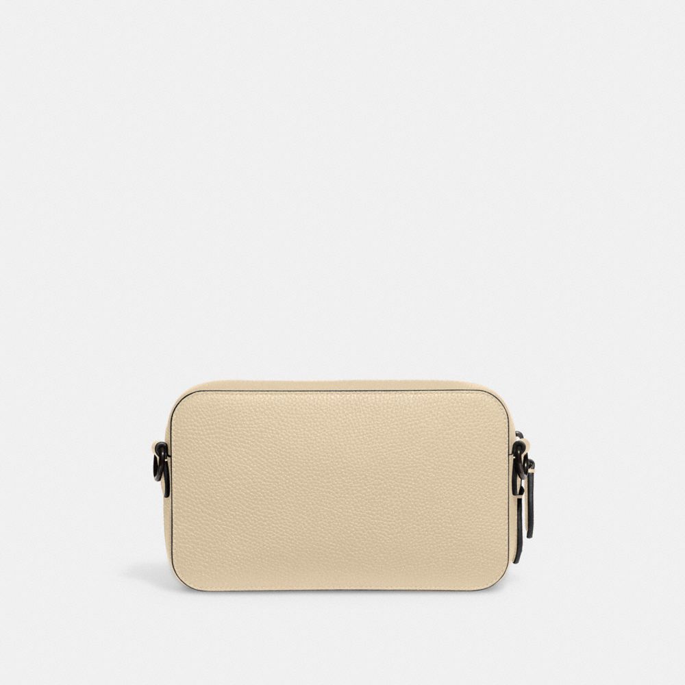 COACH®,Charter Slim Crossbody Bag,Leather,Coin,Crossbody,Embossed,Logo,Metal,Casual,Beige,Back View