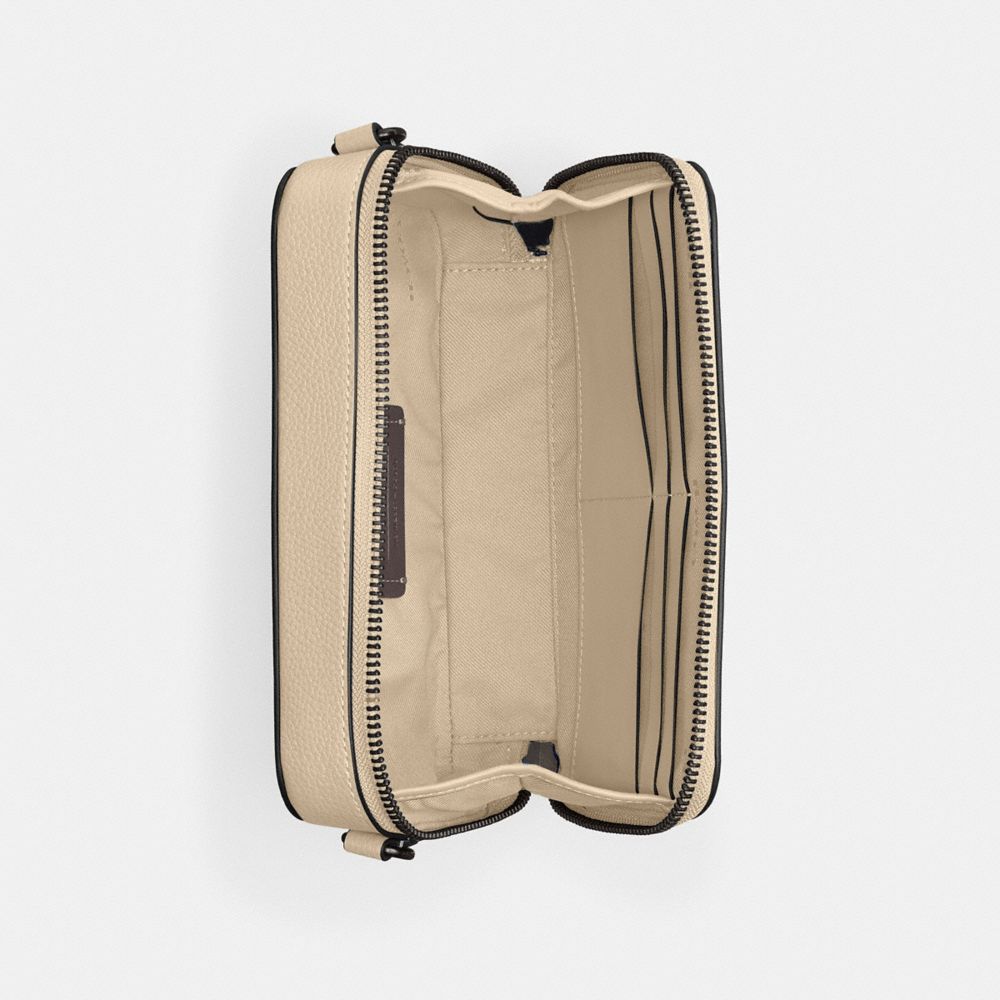 COACH®,Charter Slim Crossbody Bag,Leather,Coin,Crossbody,Embossed,Logo,Metal,Casual,Beige,Inside View,Top View
