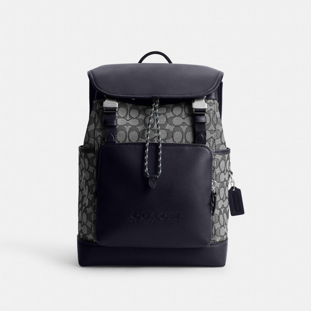 COACH®: League Flap Backpack In Signature Jacquard