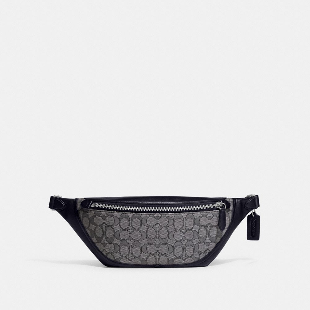 COACH®,LEAGUE BELT BAG IN SIGNATURE JACQUARD,Signature Jacquard,Medium,Midnight Navy,Front View