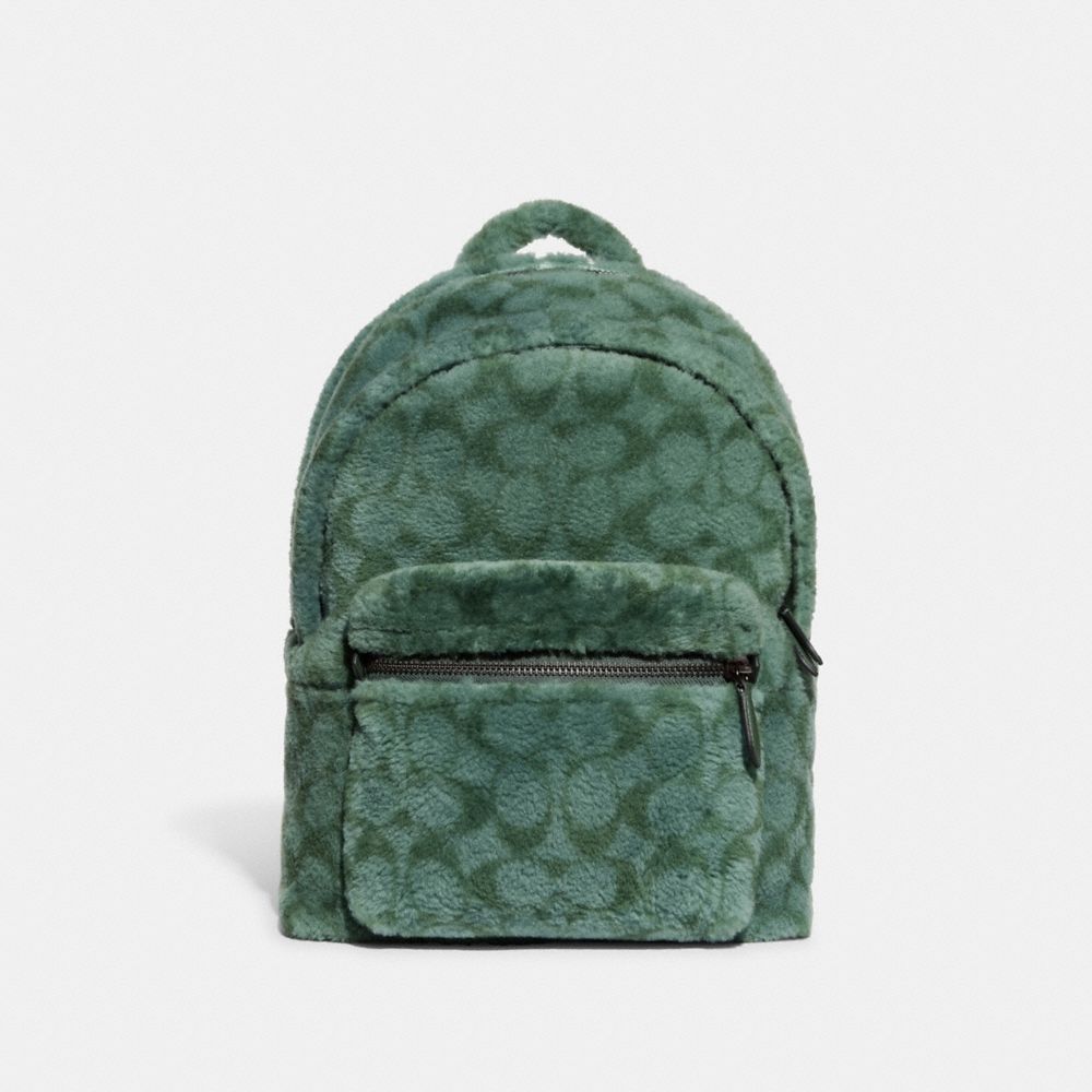 COACH®,CHARTER BACKPACK IN SIGNATURE SHEARLING,X-Large,Pistachio,Front View image number 0