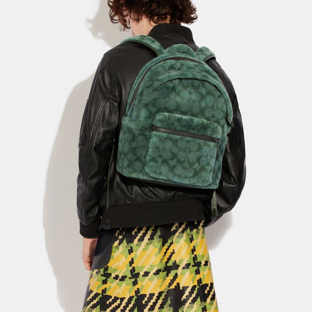 COACH®,Charter Backpack In Signature Shearling,,Detail View