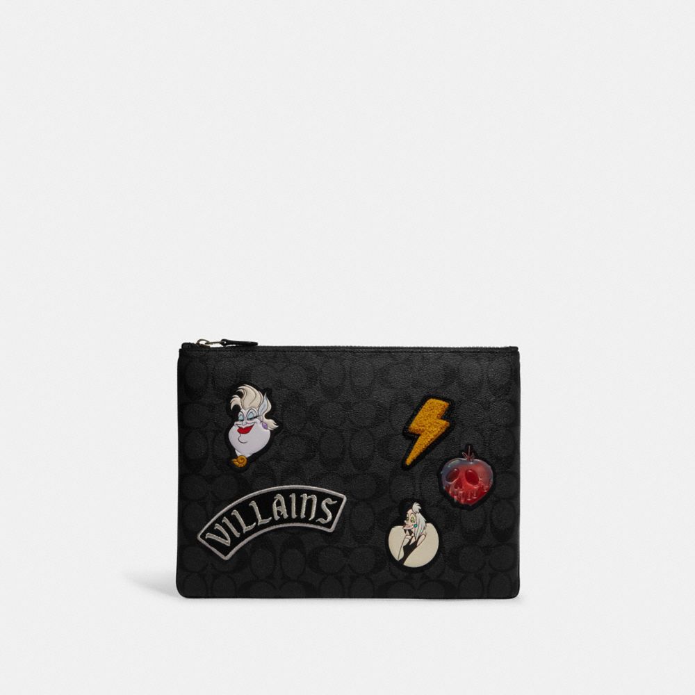 COACH®  Disney X Coach Large Pouch In Signature Canvas With Patches