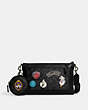 COACH®,DISNEY X COACH HOLDEN CROSSBODY IN SIGNATURE CANVAS WITH PATCHES,Small,Gunmetal/Charcoal/Black Multi,Front View