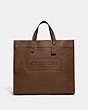 COACH®,FIELD TOTE 40 WITH COACH BADGE,Smooth Leather,X-Large,Dark Saddle,Front View