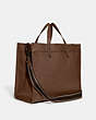 COACH®,FIELD TOTE 40 WITH COACH BADGE,Smooth Leather,X-Large,Dark Saddle,Angle View