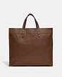 COACH®,FIELD TOTE BAG 40 WITH COACH BADGE,Smooth Leather,X-Large,Dark Saddle,Back View