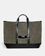 COACH®,TOBY TURNLOCK TOTE IN SIGNATURE SUEDE,Suede,Dark Army/Black,Back View