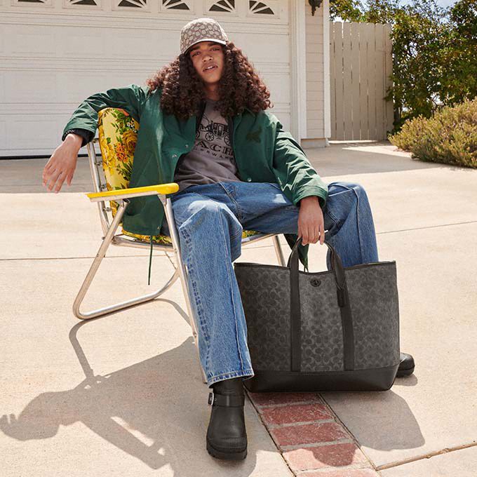 Toby Turnlock Tote In Signature Suede