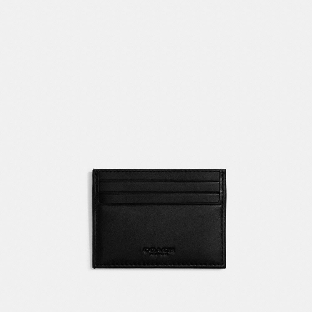 COACH®,CARD CASE IN SIGNATURE JACQUARD,Signature Jacquard,Charcoal/Black,Front View