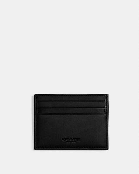 COACH®,CARD CASE IN SIGNATURE JACQUARD,Signature Jacquard,Charcoal/Black,Front View