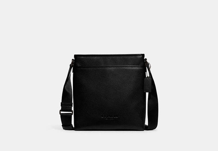 COACH®,GOTHAM SLIM CROSSBODY,Pebble Leather,Small,Black,Front View image number 0