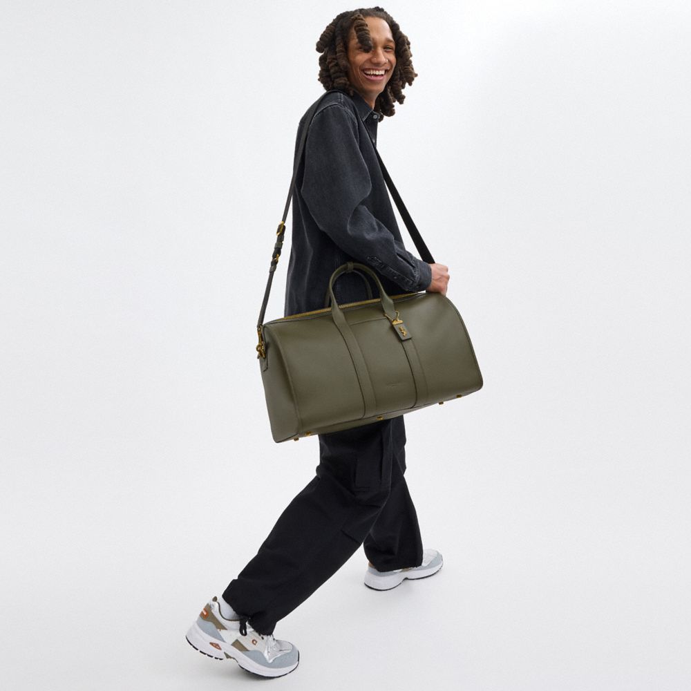 COACH®,Gotham Duffle Bag,Leather,Duffle Bag,Logo,Lined,Travel,,Detail View