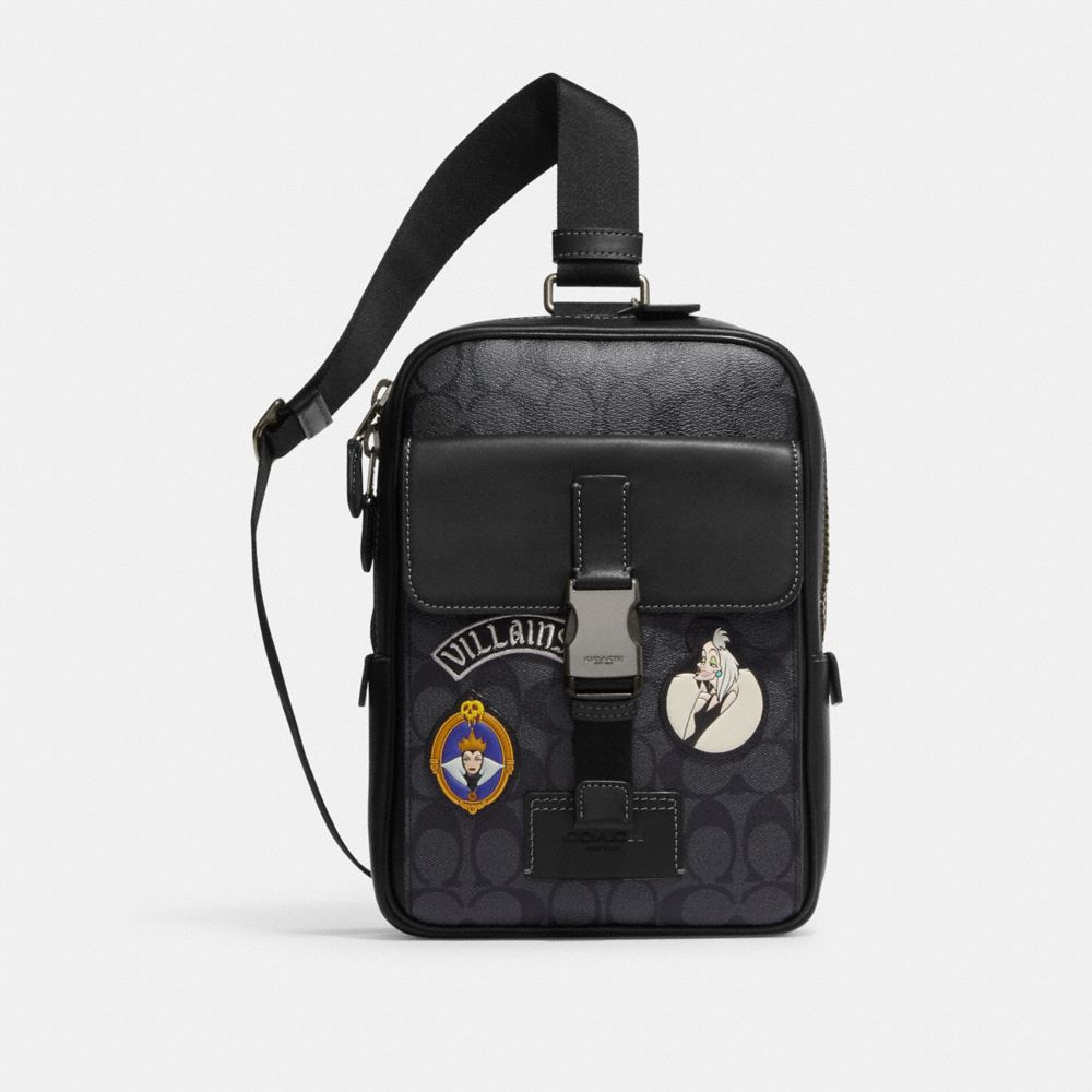 Coach Disney X Track Crossbody In Signature Canvas With Patches