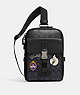 COACH®,DISNEY X COACH TRACK PACK IN SIGNATURE CANVAS WITH PATCHES,Gunmetal/Charcoal/Black Multi,Front View