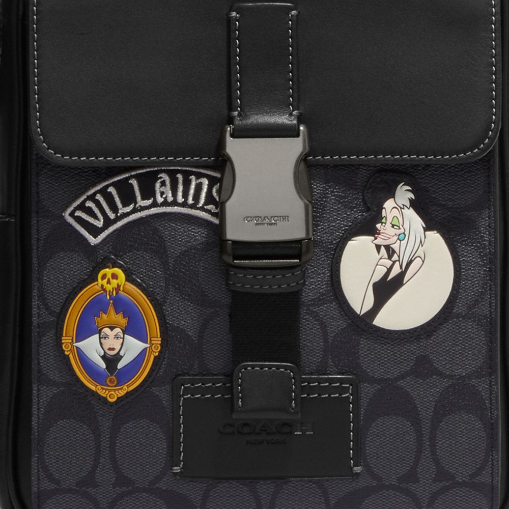 COACH®,Disney X Coach Track Pack In Signature Canvas With Patches,,Detail View