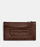 COACH®,ZIP CARD CASE WITH COACH BADGE,Sport calf leather,Dark Saddle,Front View