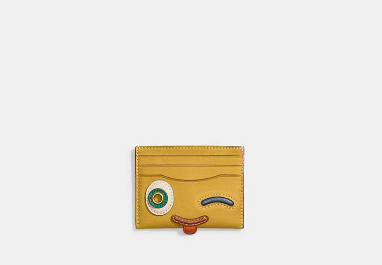 COACH®,COACHIES CARD CASE WITH WINKIE,Rehearsal Dinner,Canary,Front View